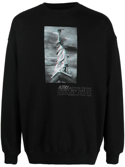 Autry Graphic-print Detail Sweatshirt In Black
