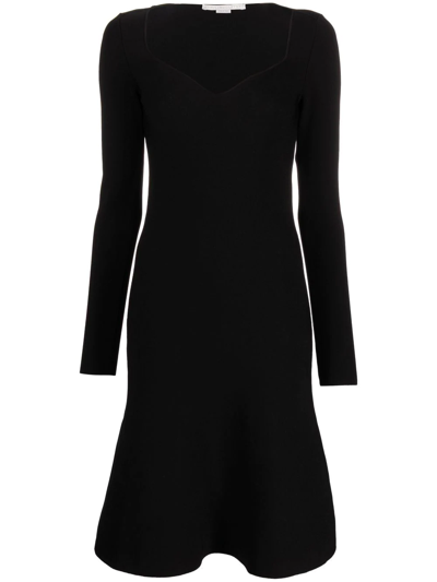 Stella Mccartney Sweetheart-neck Flared Dress In Black