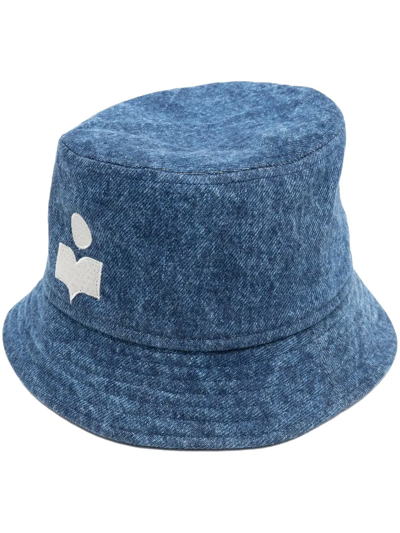 Isabel Marant Haley Embroidered Denim Bucket Hat In Blue-med