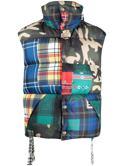 Khrisjoy Patchwork-print Padded Gilet In Green