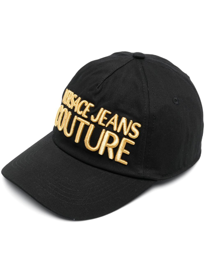 Versace Jeans Couture Embroidered Logo Baseball Cap In Black