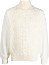 Neil Barrett White Embroidered-logo Sleeve Knit Jumper In Neutrals
