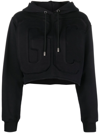 Gcds Logo-embroidered Cropped Hoodie In Black