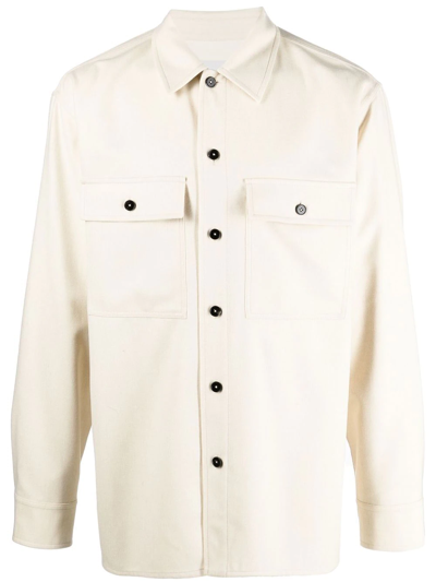 Jil Sander Lightweight Wool Shirt Jacket In Beige