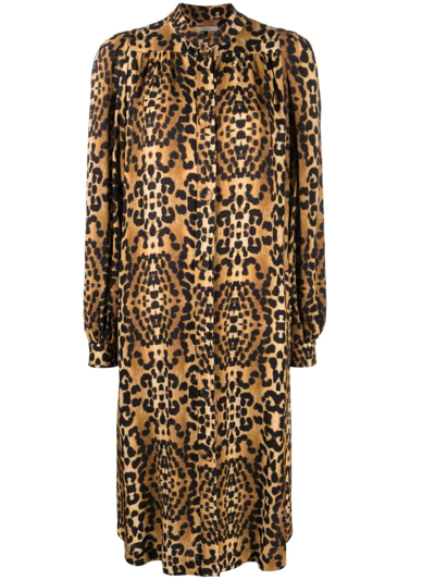 Odeeh Animal-print Midi Dress In Brown