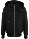 Moose Knuckles Ballistic Faux-fur Trimmed Bomber Jacket In Black