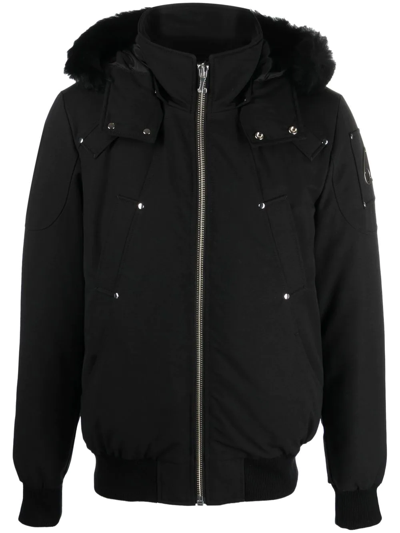 Moose Knuckles Ballistic Faux-fur Trimmed Bomber Jacket In Black