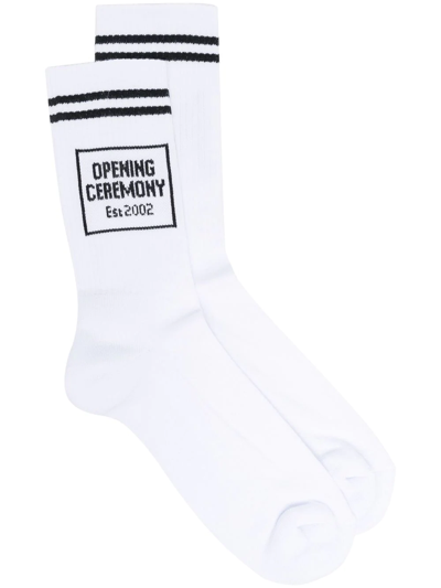 Opening Ceremony Logo-print Ribbed Socks In White