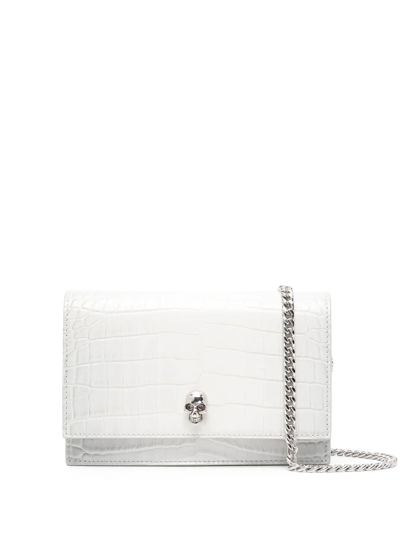 Alexander Mcqueen Small Skull Shoulder Bag In White