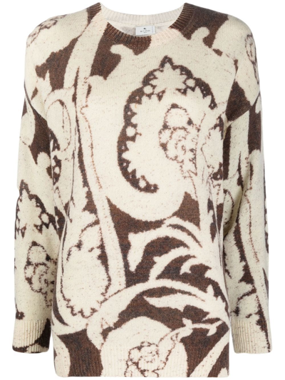 Etro Paisley-patterned Wool Jumper In Neutrals
