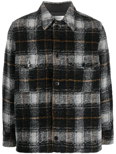 Isabel Marant Kervont Checked Wool-blend Overshirt In Grey