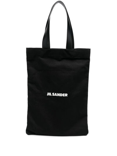 Jil Sander Logo-print Tote Bag In Black