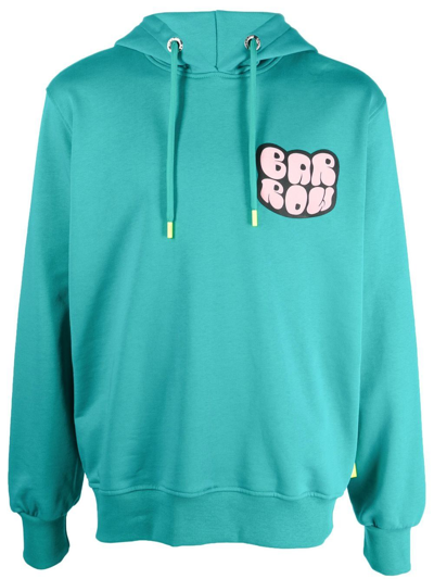 Barrow Unisex Emerald Green Hoodie With Front And Back Hot Air Balloon Logo Silkscreen Print In Multicolor