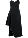Alexander Mcqueen Asymmetric Organic Black Denim 12oz Dress In Black