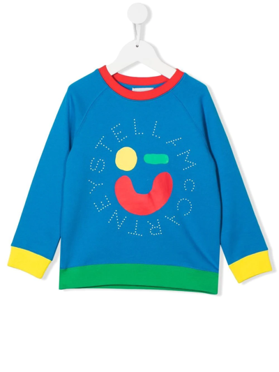 Stella Mccartney Kids' Colour-block Logo Sweatshirt In Blue