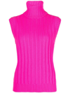 Jejia Roll-neck Sweater Vest In Fuchsia