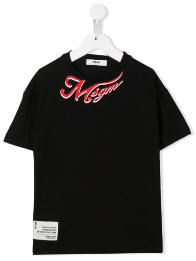 Msgm Kids' Logo-print Detail T-shirt In Black