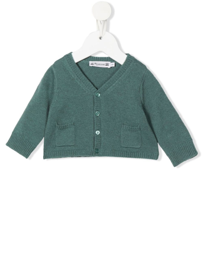 Bonpoint Babies' Button-down Knitted Cardigan In Green