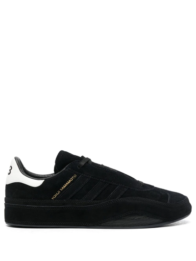 Y-3 Gazelle Leather-trimmed Suede Trainers In Black
