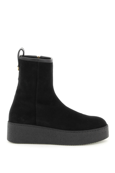 Agnona Suede After Ski Ankle Boots In Black