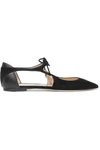 JIMMY CHOO VANESSA CUTOUT SUEDE AND LEATHER POINT-TOE FLATS