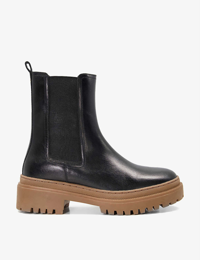 Dune Pave Chunky-soled Leather Chelsea Boots In Black-leather Mix