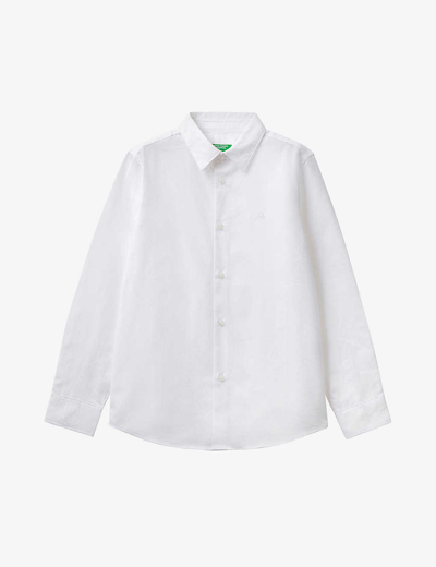 Benetton Kids' Smart Button-up Stretch-cotton Shirt 6-14 Years In White