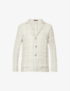 OSCAR JACOBSON HECTOR CHECKED RELAXED-FIT HEMP, SILK, LINEN AND COTTON-BLEND BLAZER