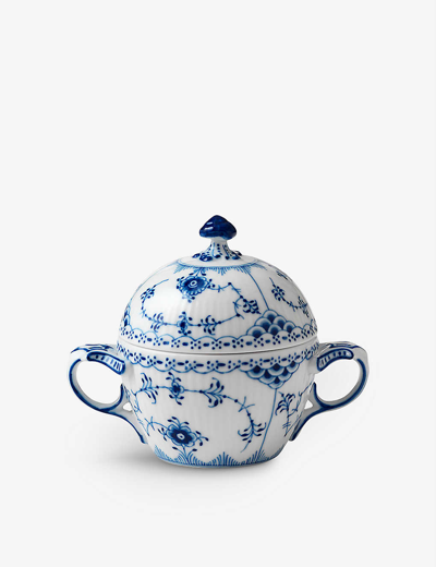 Royal Copenhagen Blue Fluted Half Lace Porcelain Sugar Bowl With Lid 200ml