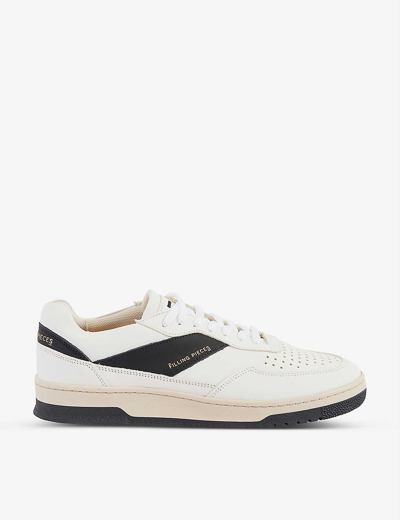 FILLING PIECES FILLING PIECES MENS WHITE/BLK ACE SPIN LEATHER LOW-TOP TRAINERS,57577907