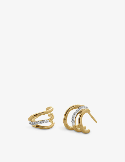 Monica Vinader Womens Gold Riva Wave Recycled 18ct Yellow Gold-plated Vermeil Sterling-silver And 0.
