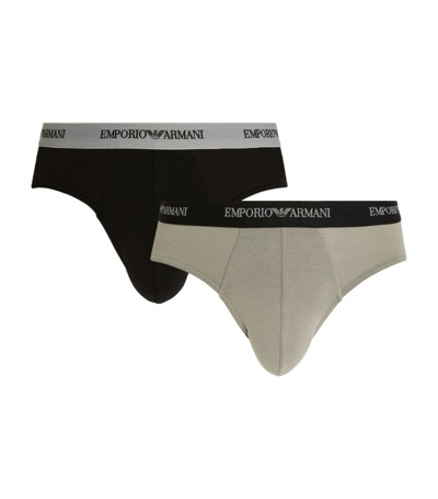 Emporio Armani Stretch-cotton Briefs (pack Of 2) In Black