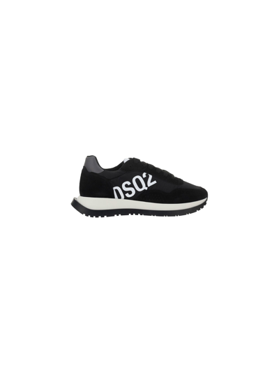 Dsquared2 Logo-print Low-top Sneakers In Black/white