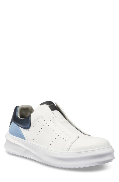 Karl Lagerfeld Men's Perforated Leather Slip-on Sneakers In White Blue