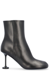 Balenciaga Black Leather Lady Ankle Boots In Nero