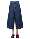 Alysi Pockets Cotton Wide-leg Jeans In Denim