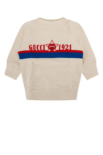 Gucci Logo Printed Crewneck Sweatshirt In White