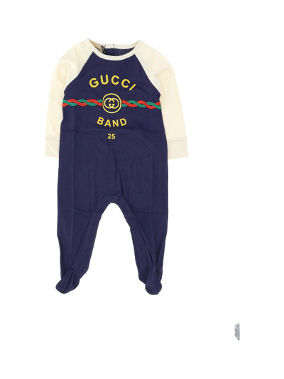 Gucci Babies' Logo Printed Color-block Tracksuit In Blue New Marine