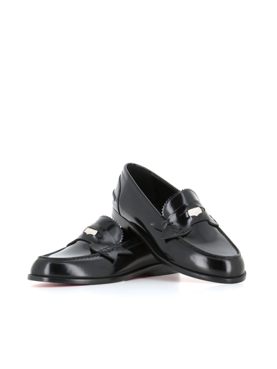Christian Louboutin Patent Leather Penny Loafers In Black