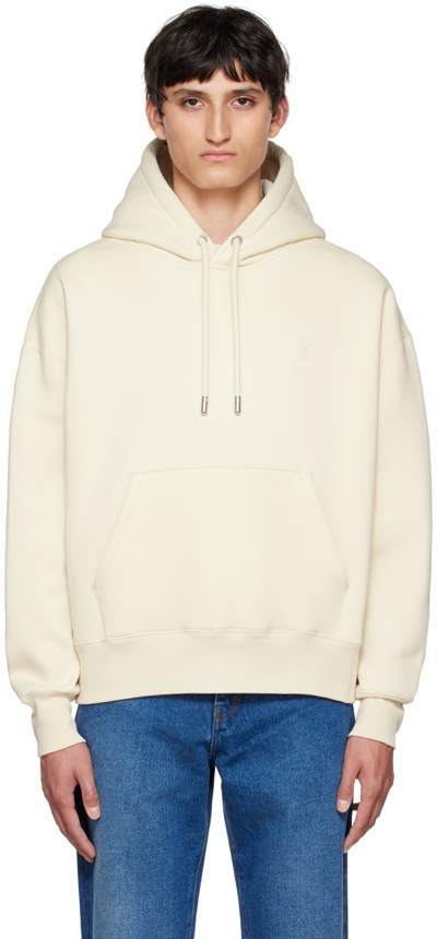 Ami Alexandre Mattiussi Ami Paris Long-sleeved Drawstring Hoodie In Off White/150