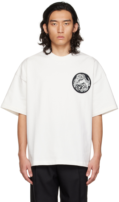 Jil Sander Appliqué Patch Cotton T-shirt In Off White