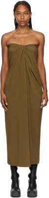 ROSETTA GETTY SSENSE EXCLUSIVE KHAKI KNOTTED MIDI DRESS