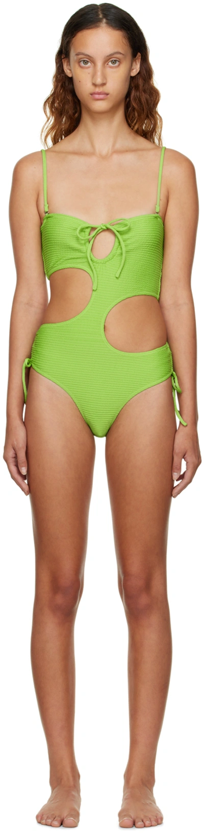 Danielle Guizio Ssense Exclusive Green One-piece Swimsuit