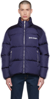 Palm Angels Navy Classic Track Down Jacket In Navy Blue White
