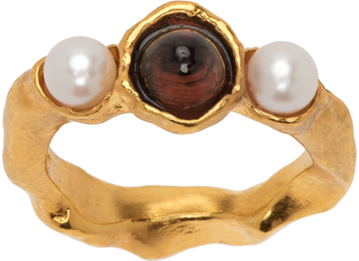 Alighieri The Nocturnal Desire Cabochon Gemstone Ring In Gold