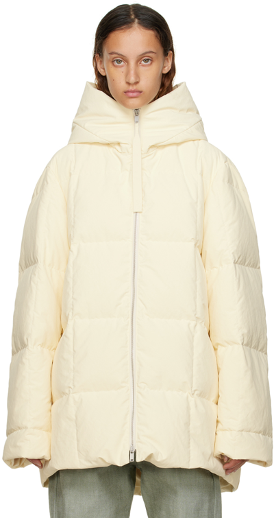 Jil Sander Quilted Hooded Puffer Jacket In Neutrals