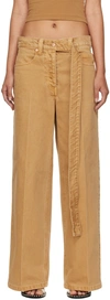 Alexander Wang Brown Belted Raver Jeans In Khaki 250