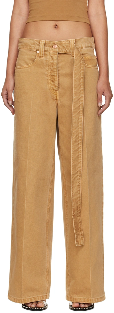 Alexander Wang Brown Belted Raver Jeans In Khaki 250