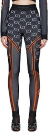 Gucci High-rise Gg-jacquard Jersey Leggings In 1117 Black/orange
