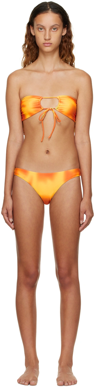 Danielle Guizio Ssense Exclusive Yellow & Orange Mona Bikini In Yellow/red
